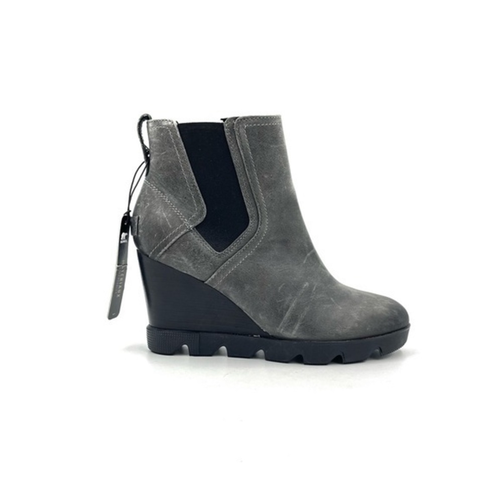 Sorel Gray Distressed Joan Of Arctic Wedge III Chelsea Boots Size 7